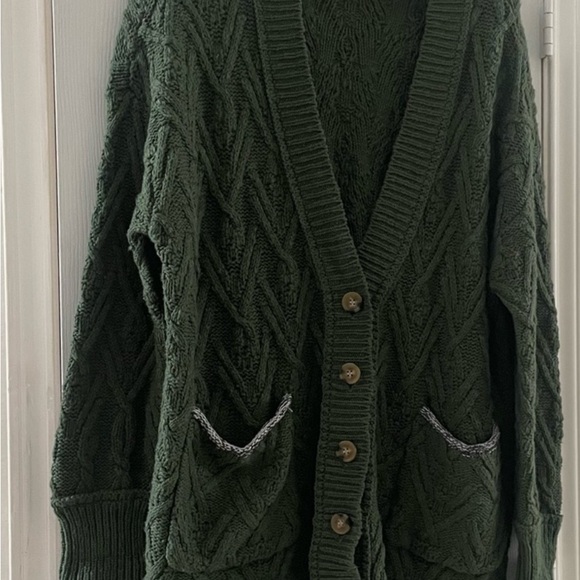 Free People Forest Green Cable Knit Cardigan - Picture 5 of 5